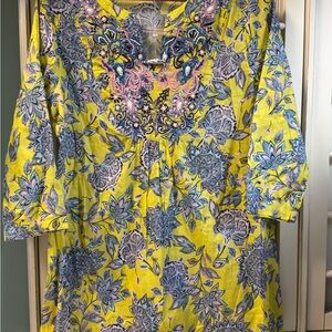 NWT Sundance Yellow Floral Embroidered Tunic